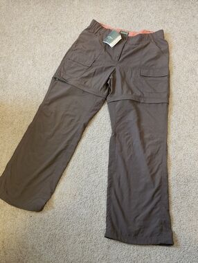 NWT L.L.BEAN LADIES SZ 12R BROWN HIKING PANTS WITH ZIP OFF TO SHORTS